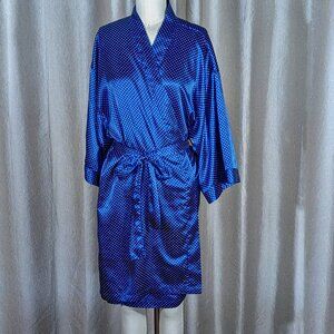 Dream Mode - Blue and White Polka Dot Satin Rob - OS - Pre-owned